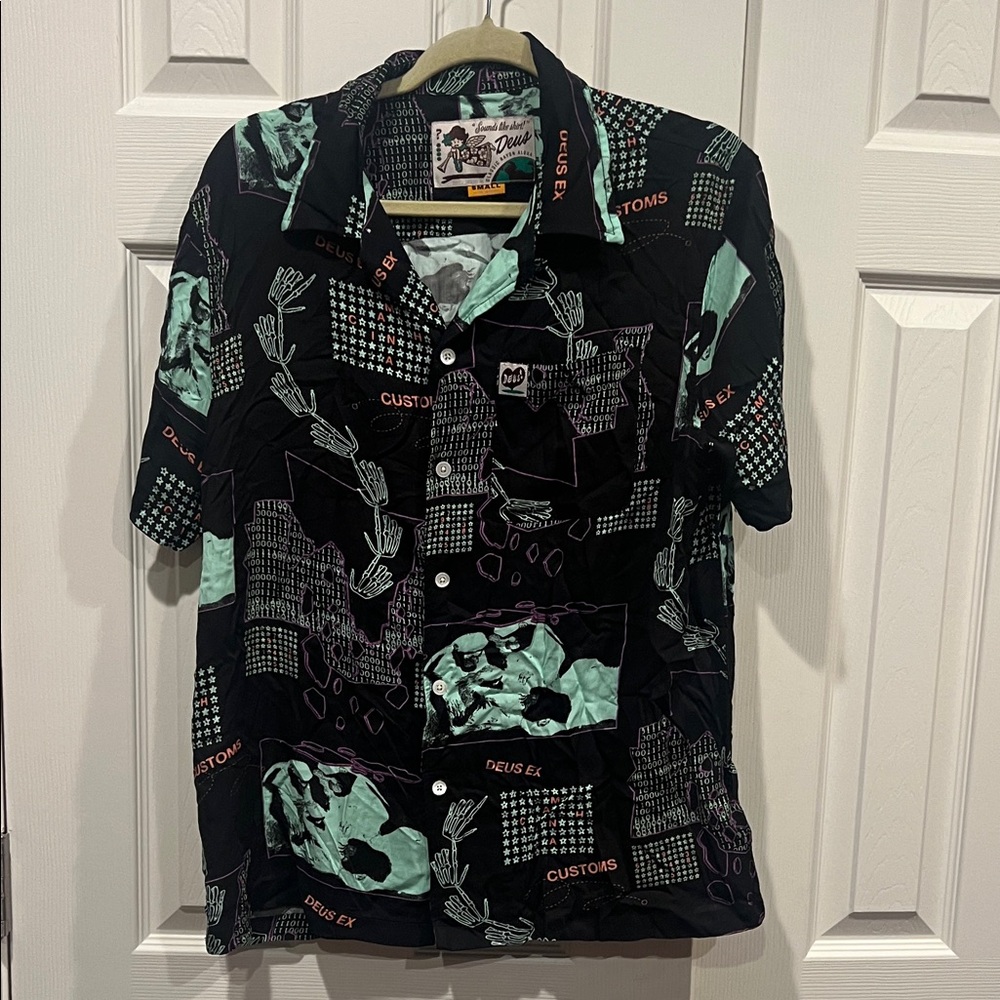 NWT-Deus Brand Men’s Black and Mint Casual Shirt